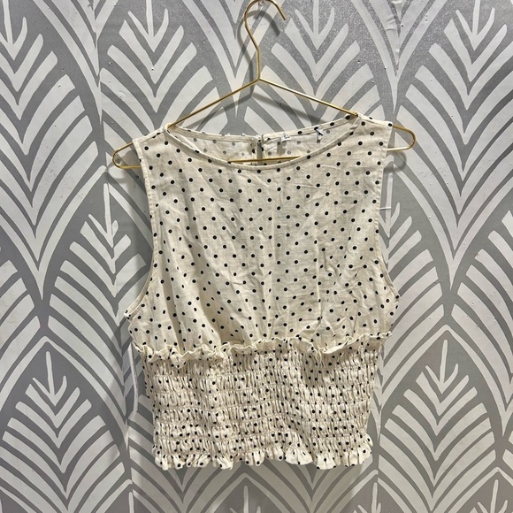 NWOT Princess Polly Black Polka Dot Cream Blouse - Picture 5 of 7